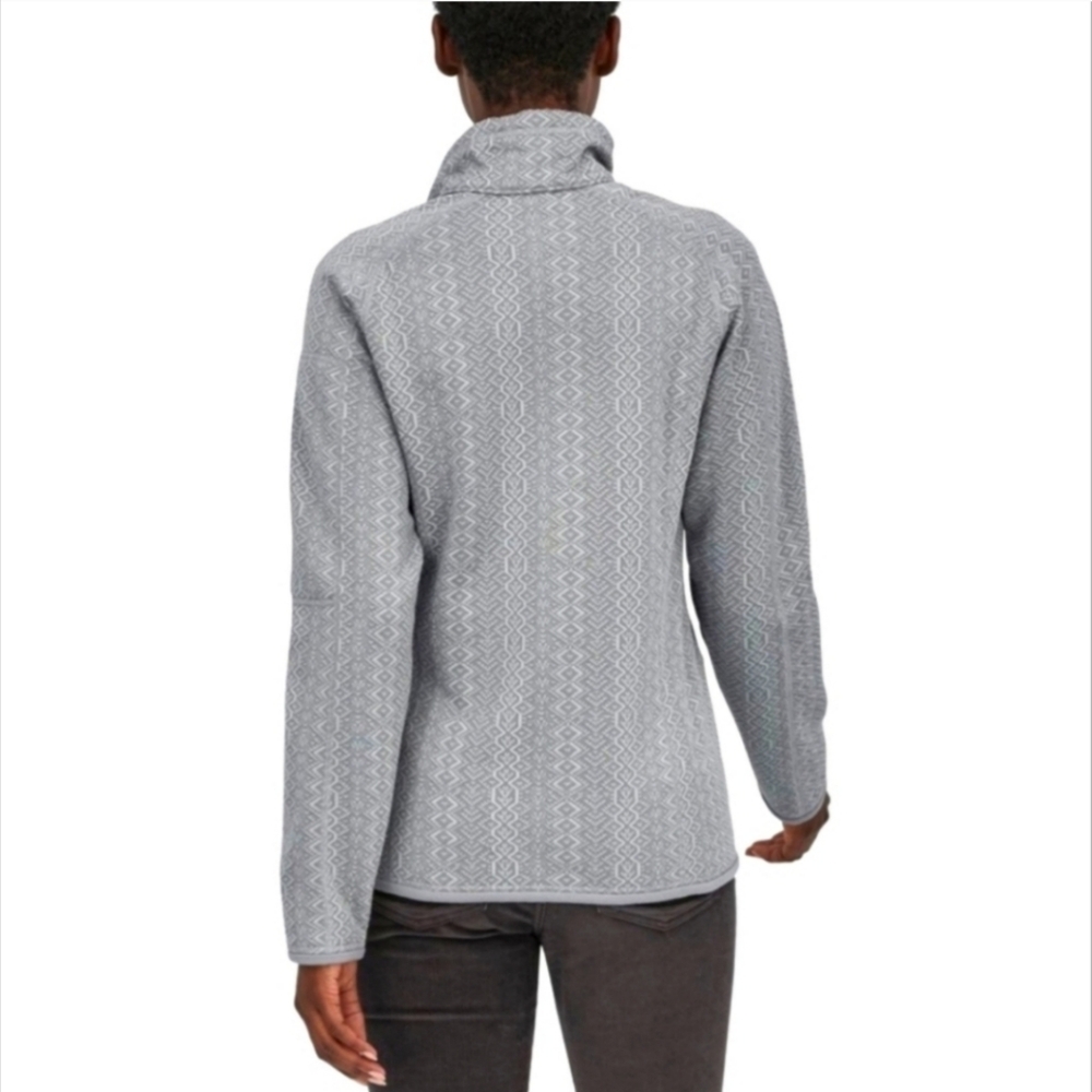Patagonia Womens Better Sweater Jacket Zip Frozen Jaquard Salt Grey 1/4 Sz L - Picture 2 of 12